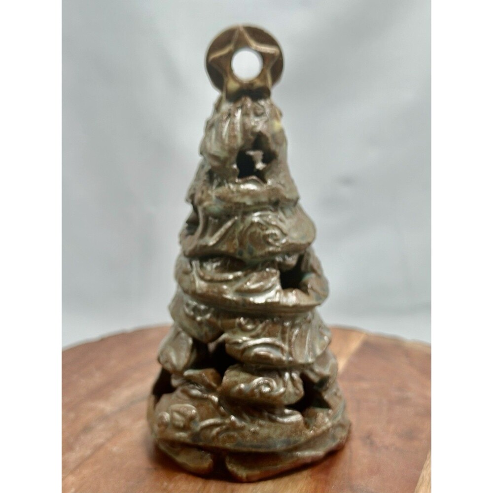 Redware Pottery Handmade Tree Cut Out Stars Design Christmas Holiday